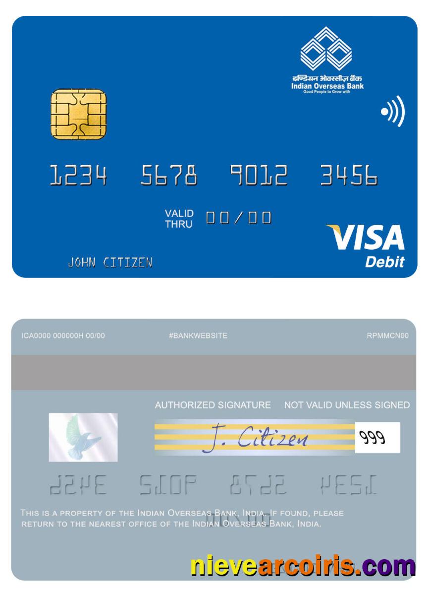 India Indian Overseas Bank visa debit card